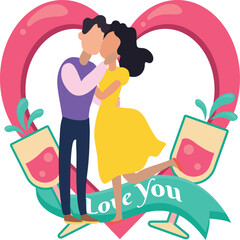 Boy and girl are kissing.