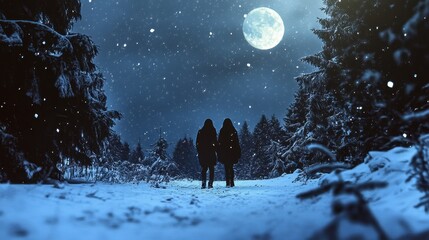 Enchanting Winter Wonderland: Moonlit Journey Through the Snow-Capped Pines