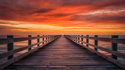 Obraz premium Pier with sky on sunset