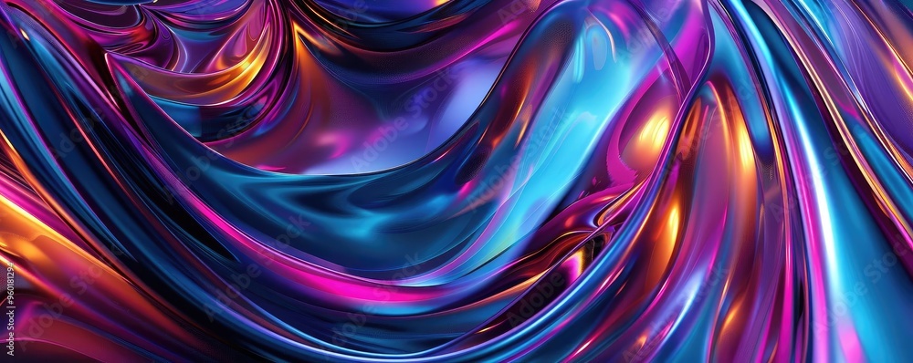 Poster a mesmerizing blend of vibrant colors swirling in smooth, glossy textures, creating a dynamic and ab