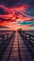 Obraz premium Pier with sky on sunset