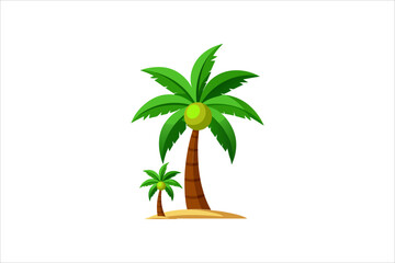 Obraz premium Coastal Coconut Tree Vector Silhouette with Sunset Over the Sea – Perfect for Beach-Themed Designs