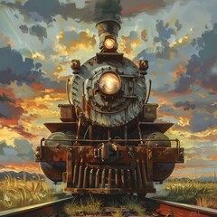 Obraz premium A pickup truck with a large train model on its front