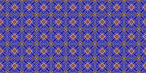 Cross Stitch. Ethnic patterns seamless. Design for Clothing, fabric, batik, Knitwear, Embroidery, Ikkat, Geometric Pixel pattern. Traditional Design seamless background for print on fabric. Vector art