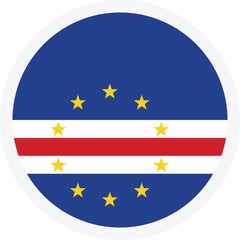 Flag of Cape Verde. Round badge on transparent background. Vector icon for UI, apps and web design