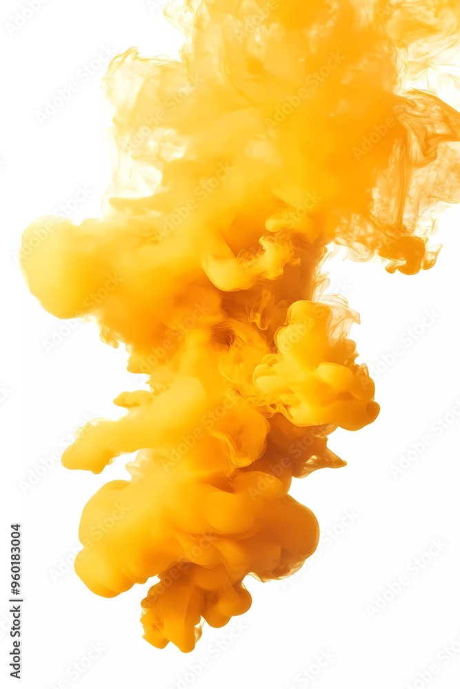 Poster abstract yellow cloud vector, isolated on white. abstract banner paint. holi. liquid ink.