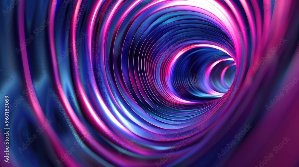 Poster a vibrant abstract tunnel with swirling colors of pink and blue, creating a mesmerizing visual effec