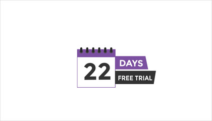 22 days free trial Countdown number banner templates. time icon. Vector Illustration 

