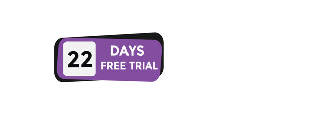 22 days free trial Countdown number banner templates. time icon. Vector Illustration 
