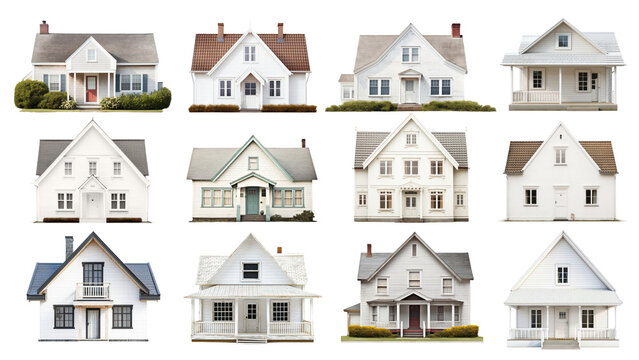 Vintage house png element set, transparent background