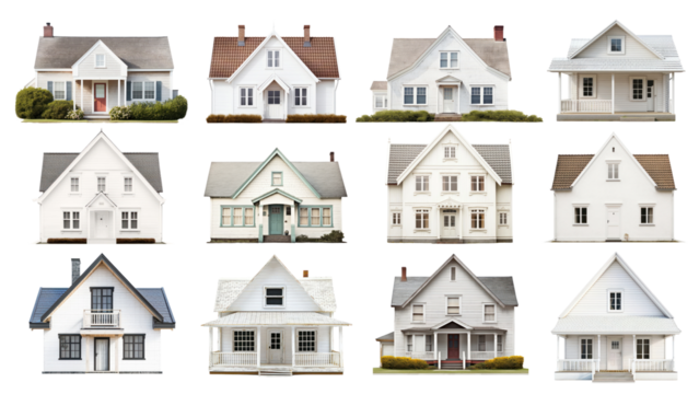 Vintage house png element set, transparent background