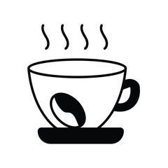 coffee mug glyph icon with white background vector stock illustration