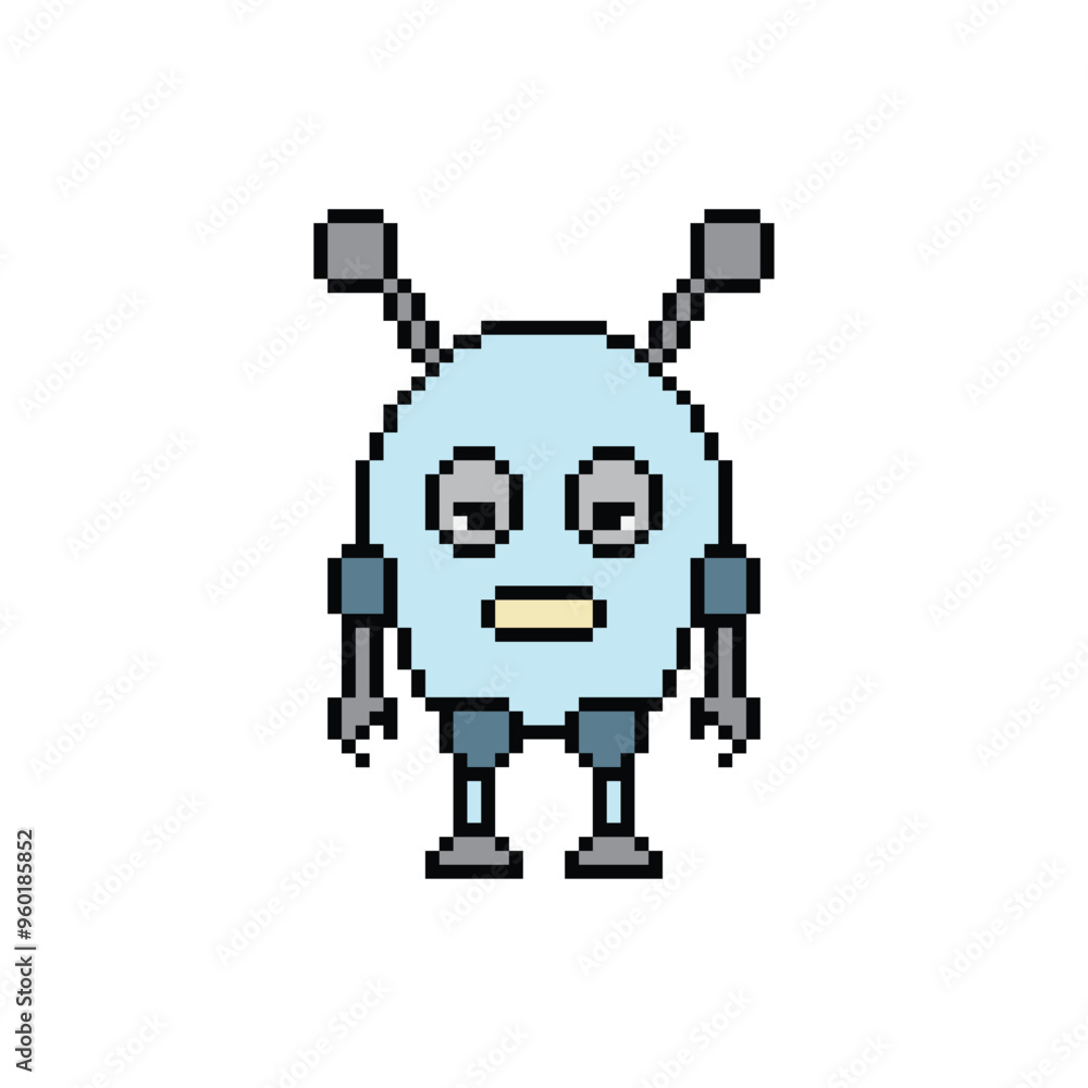Aufkleber robot 8 bit icon scientist pixel art 8-bit for game
