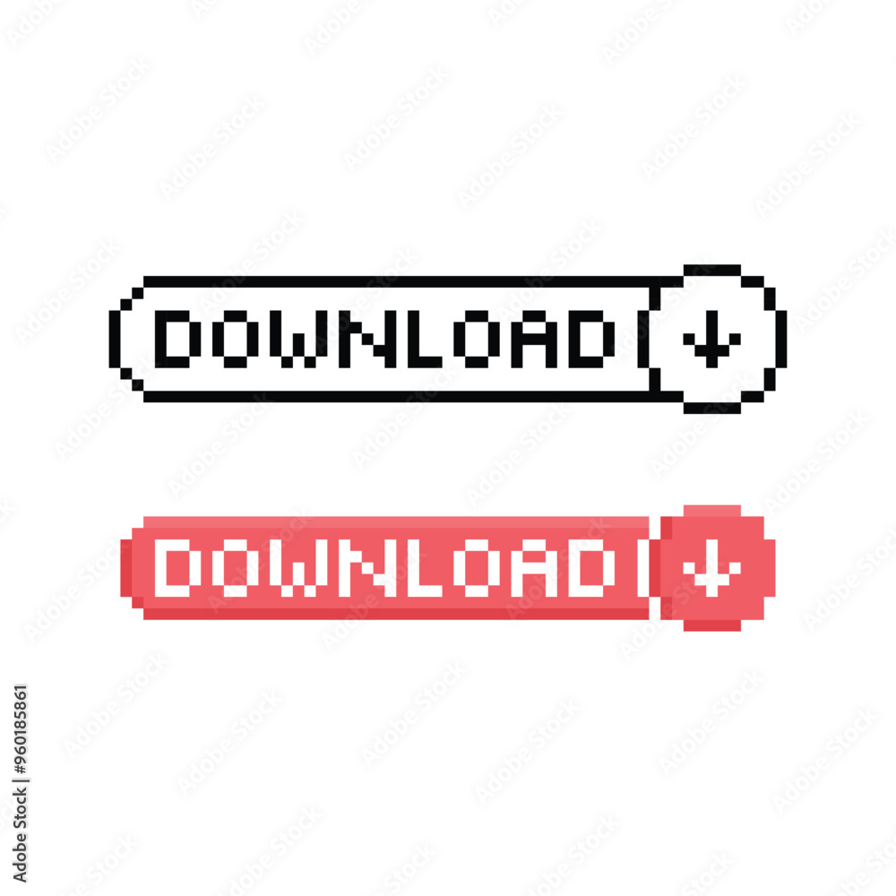 Poster download button 8 bit text download pixel art 8-bit for game