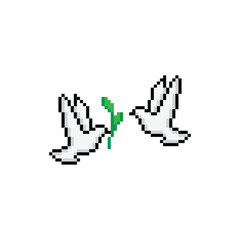 dove 8 bit icon  peace sign Pixel art 8-bit for game