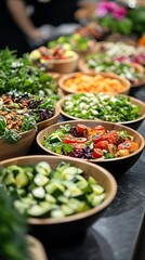 Fresh Salad Bar Photo - Colorful Bowls of Healthy Food