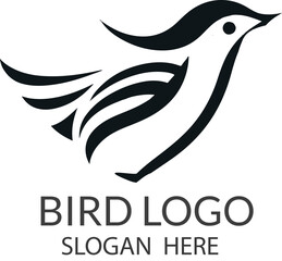 Obraz premium Abstract bird silhouette logo, consisting of bold vector lines