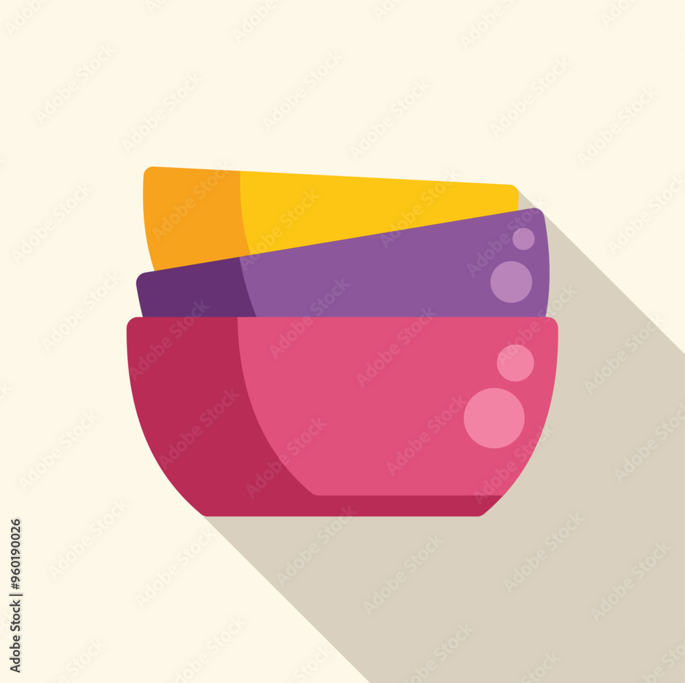 Poster three colorful bowls stacked on top of each other, creating a visually appealing arrangement
