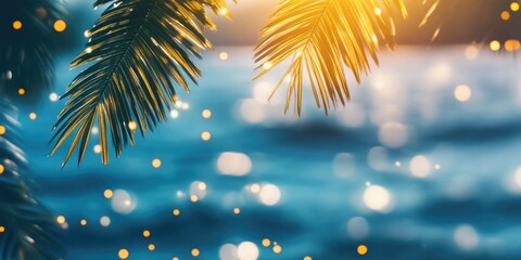 Shining Water and Palm Fronds in Tropical Paradise