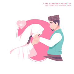 muslim couple married character illustration
