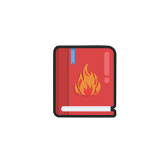 flame book in outline flat vector design.