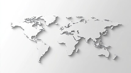 A minimalist world map illustration with clear country borders, set against a white background, ideal for global presentations.