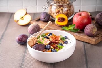 Healthy autumn breakfast bowl