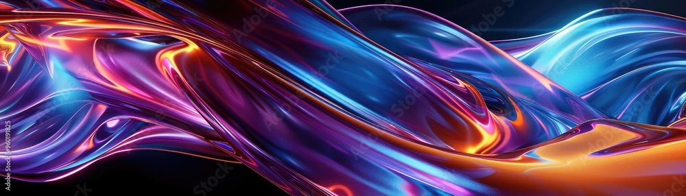Poster vibrant abstract waves of color flow smoothly, creating an eye-catching visual effect for modern des