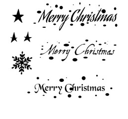 Black horizontal art style Merry Christmas greeting card header banner. Festive background.