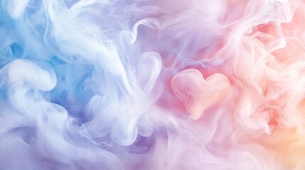 Fototapeta premium Elegant Pastel Smoke Hearts Wallpaper Design. Creative Shapes and Abstract Art for Interior Decor, Love and Romance Themes.