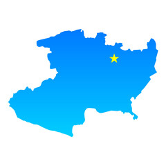 Fototapeta premium Map of Michoacan with its capital Morelia in Mexico with a professional blue style