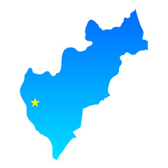 Map of Querétaro with its capital Queretaro in Mexico with a professional blue style