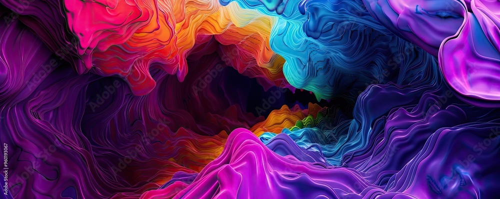Poster a vibrant abstract image showcasing swirling colors and dynamic shapes, perfect for creative project