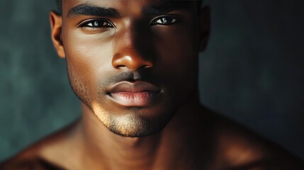 Black Man's Radiant Face with Dark Background
