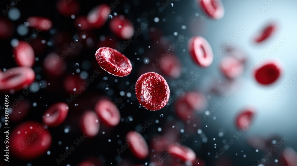Poster this dynamic visualization showcases red blood cells floating within the veins, highlighting their e