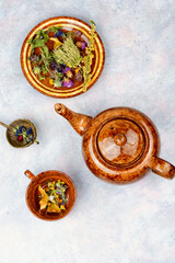 Herbal tea and dried herbs.