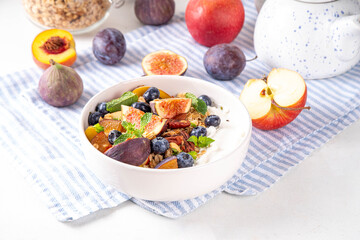 Healthy autumn breakfast bowl