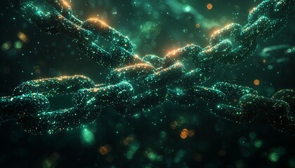Obraz premium An abstract image showcasing interconnected chains with glowing particles, evoking a sense of unity and strength in design.