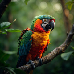 Obraz premium blue and yellow macaw in the jungle