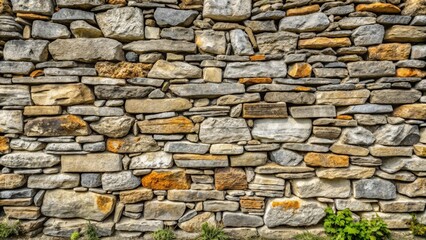 Obraz premium A weathered and ancient gray stone wall with natural textures
