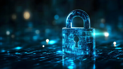 A digital lock symbolizing cybersecurity and data protection.