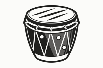 Agogo percussion musical instrument vector illustration isolated. Folk Brasil instrument ink hand drawn. Ethnic drum of Latin America. Black white element for postcard, brochure, poster, textbook 
