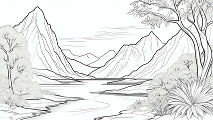 single line drawings vector art background