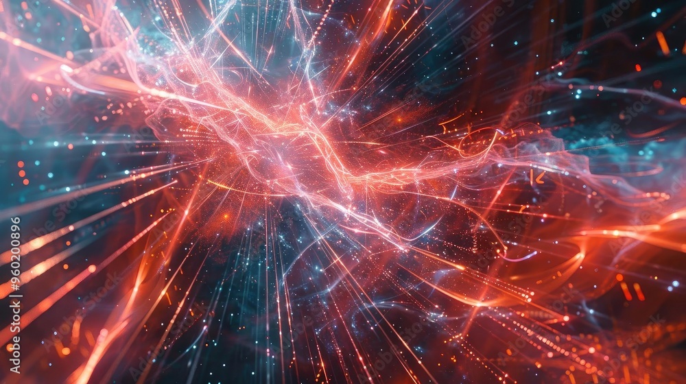 Poster vibrant abstract illustration of energy flows in red and blue, evoking a sense of motion and dynamic