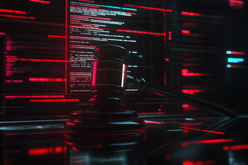 A legal gavel with artificial intelligence, symbolizing the intersection of law and technology.