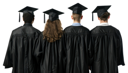 Graduates celebrating academic achievement together.