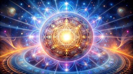 Radiant Light of the Soul Surrounded by Energy and Wisdom. Perfect for: Spirituality-themed events, Cosmic energy celebrations, Wisdom festivals