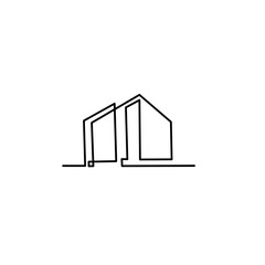 minimalist city building line art