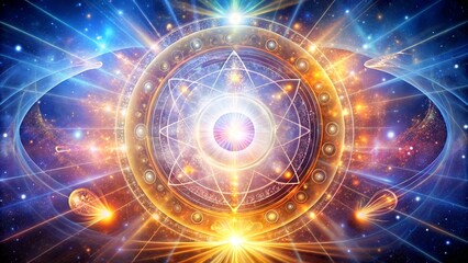 Obraz premium Radiant Light of the Soul Surrounded by Energy and Wisdom. Perfect for: Spirituality-themed events, Cosmic energy celebrations, Wisdom festivals