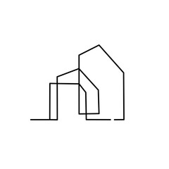 minimalist city building line art